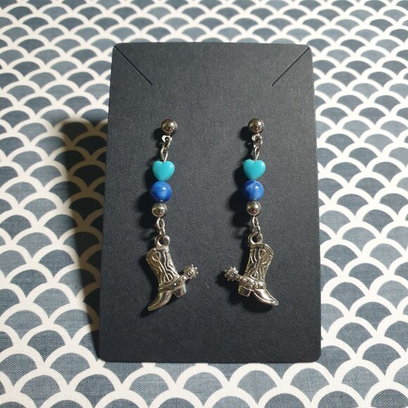 Handmade Jewelry - Cowboy Boot Dangle Earrings Beads Women Cowgirl Country Fashion Costume Rodeo